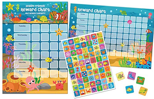 Paper Projects Belohnungstafel A3 und 70 wiederverwendbare Belohnungsaufkleber, verschieden - Fördert gutes Verhalten - Tiermotive - Für Kinder - Enthält 70 Aufkleber und A3-Tafel