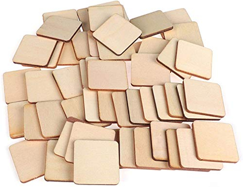 (4cm * 4cm) 50 Stück Holzscheiben Baumscheiben Holzplättchen Holz Platten Basteln Natur Holz Scheibe zum Basteln Bemalen für DIY Basteln Malen DIY Handwerk Dekoration (Quadrat Form)