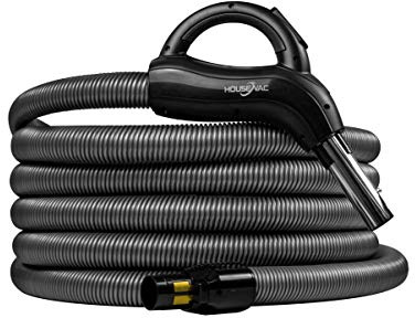 HouseVac Premium Saugschlauch für Zentralstaubsauger |Passend Fast alle Zentralstaubsauger Länge 7,5m | Beide Schlauchenden drehen Sich um 360 Grad | mit EIN/AUS-Schalter | Clipbefestigung