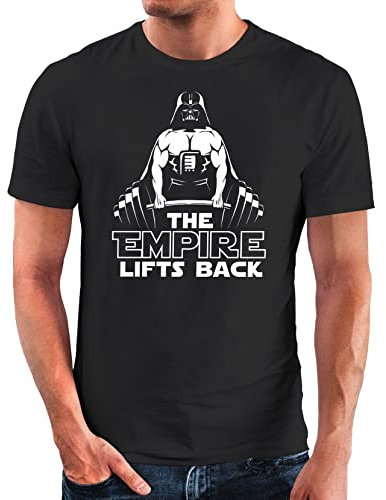 MoonWorks® Herren T-Shirt Bedruckt Spruch lustig Kraftsport Fitness The Empire Lifts Backs Parodie Satire Motiv Fun-Shirt schwarz 4XL