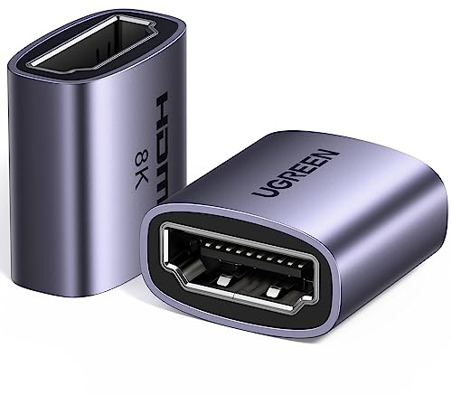 UGREEN HDMI Coupler 2 Pack, 8K@60Hz HDMI 2.1 Female to Female Adapter Connector 3D 4K@240Hz Extender Compatible with HDTV Roku Stick Chromecast Laptop PC, Switch 2, Grey
