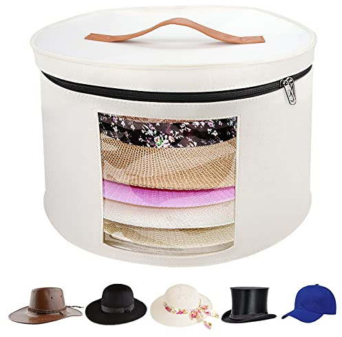 VanlonPro Grande boîte de rangement pour chapeaux pour homme et femme, 40,6 x 25,4 cm (D x H), boîte de voyage ronde pliable avec couvercle anti-poussière – Sac poubelle de rangement pour jouets en