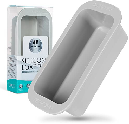 Silicone Loaf Pan (Small) Non-Stick Oven Dish - Professional Bakeware Baking Mould for Cakes Pies Breads - Microwave Dishwasher Freezer Safe - Quick Release - 8.2 x 3.9 x 2.7 by Cook’n’Chic