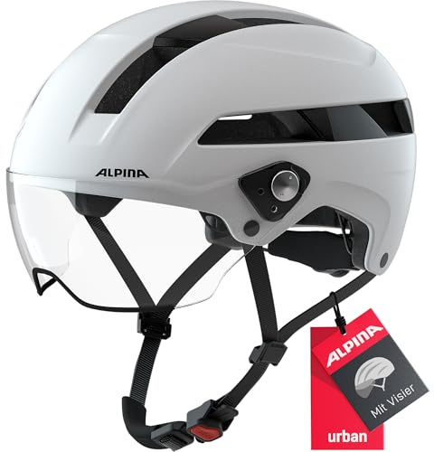 ALPINA SOHO Visor - Hochwertiger, Leichter & Individuell Anpassbarer Fahrradhelm Mit Visier Für Erwachsene, White matt, 51-56 cm