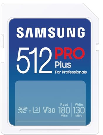 Samsung PRO Plus SD-Karte, 512 GB, UHS-I U3, Full HD & 4K UHD, 180 MB/s Lesen, 130 MB/s Schreiben, Speicherkarte für Spiegelreflexkameras und Systemkameras , MB-SD512S/EU