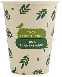 PG EcoAmour Zuckerrohr Bio-Pappbecher 240ml [50 Stück] – Kompostierbare Kaffeebecher pappe für Frühlings-Picknick & Outdoor – Plant-Based – Umweltfreundliche Einwegbecher