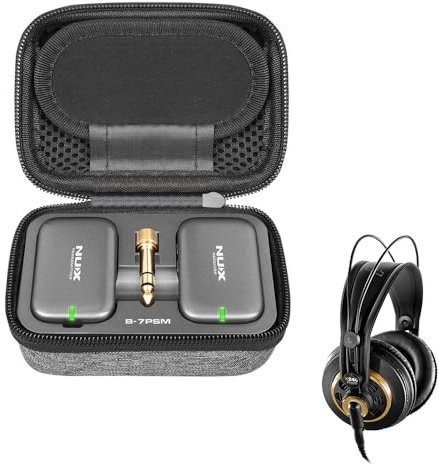 NUX B-7PSM 5.8 GHz Wireless in-Ear Monitoring System, Charging Case Included Bundle with AKG Pro Audio K240 Professional Studio Headphones