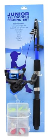 Catch Fishing Junior Telescopic Fishing Rod Set Fishing Rod, Adults, Unisex, Blue (Blue), One Size, 1.6 m