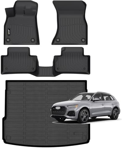 Jenofa Car Floor Mats & Cargo Liner for Audi Q5/SQ5 2018-2023, Black, Custom Fit, TPE, 3 x 2 x 30