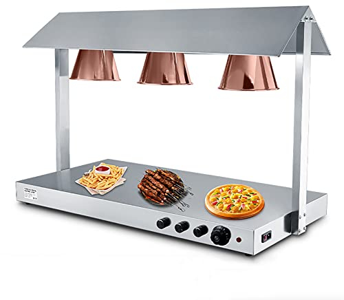 Scaldabiberon elettrico con lampada termica per alimenti (lampadina da 250 W), vassoio riscaldante in acciaio inox, controllo della temperatura regolabile, scaldavivande commerciale, per feste in