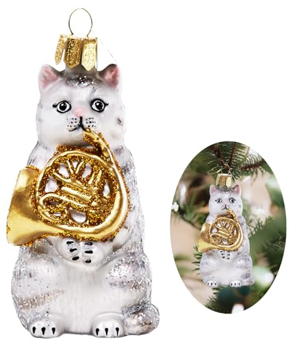 HZYC Katzen-Weihnachtsschmuck,Handgeblasenes Glas-Weihnachtsbaumschmuck | Katzen-Ornament zum Aufhängen,Weihnachtsbaum Dekorationen für Tierliebhaber Feiertagsparty Heim Geschenke