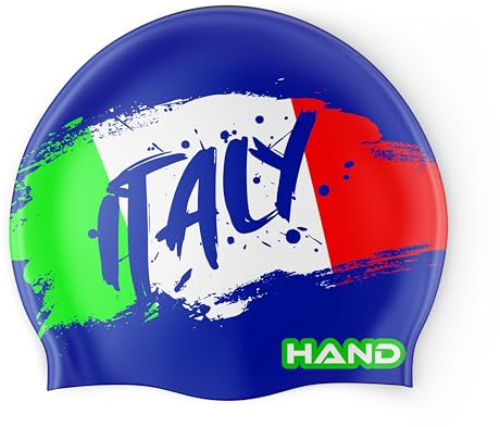 HAND SPORT Flag Italy, Cuffia in Silicone, Cuffia Piscina, Cuffia Nuoto, Taglia Unica