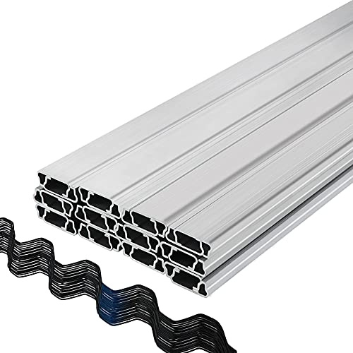 VEVOR Canal de Bloqueo de Aleación de Aluminio Alambre de Resorte de PE y Hierro para Invernadero 40 Combos Perfil Sujetador 2 m Perfil de Aluminio para Partición de Invernaderos Canal en Forma de U