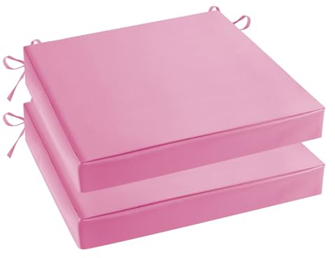 Heavyoff 2er Set Stuhlkissen Polsterauflage wasserdicht Gartenstuhlauflagen Sitzauflagen Sitzkissen für Stühle, Bänke Rosa, 40x40x5cm