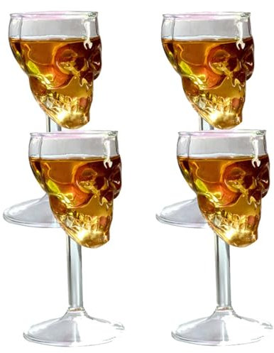 AXIKALB Tasse à whisky en verre avec tête de mort en cristal