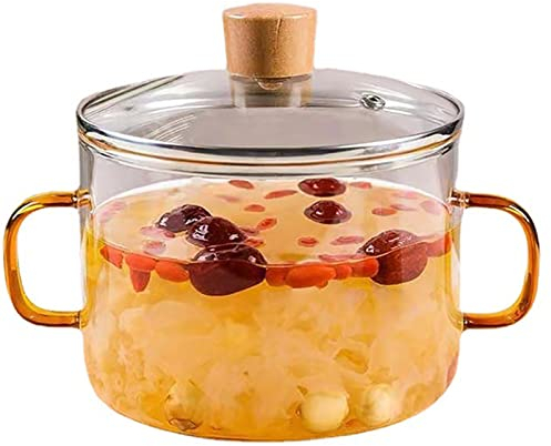 Kochtopf aus Glas, beheizbar, durchsichtiger Suppentopf, Glastopf mit Deckel für Suppe, Gemüse, Obst, Salat, Instantnudeln, Essen, 1,6 l (1,6 l) (1,6 l) (1,6 l)