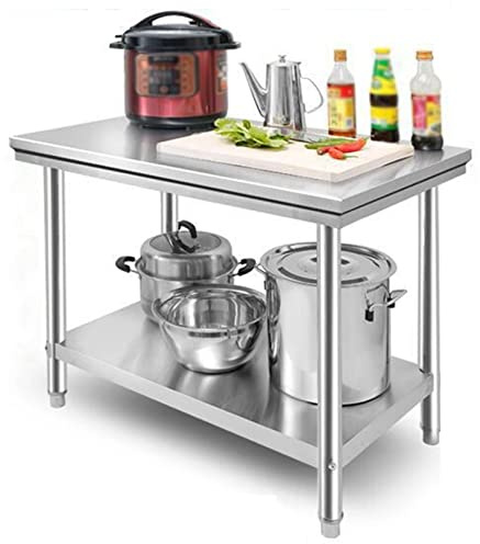 Stainless Steel Work Table Commercial Kitchen Prep & Work Table Heavy Duty Prep Worktable Metal Work Table for Restaurant, Home and Hotel