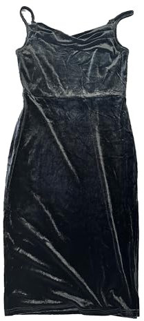 Allegra K Robe mi-Longue Moulante en Velours à col bénitier et Fente latérale sans Manches pour Femme Noir XL