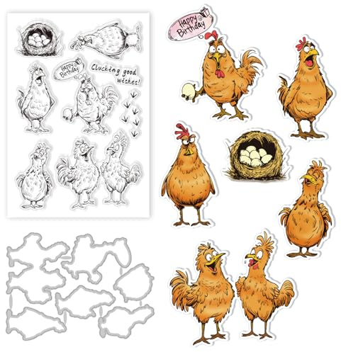 GLOBLELAND Transparente Stempel & Stanzformen mit Cartoon Hühnchen Motiv für Hühner, Hühnerstanzformen, Hühnerstempel