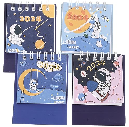VILLCASE 4stücke Teiliges Karton Tischkalender Desktop Kalender Dekorativer Stehkalender Für Büro Und Schüler Zubehör Niedliches Design Für Schreibtisch