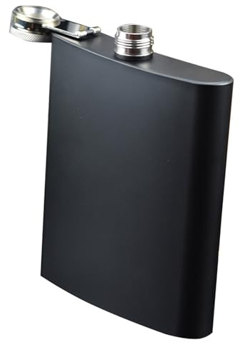 Big Flask Flachmann aus Edelstahl, mit Schraubverschluss, 500 ml, Schwarz oder silberfarben erhältlich (schwarz)