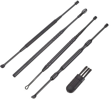 minkissy Ohrreiniger 4 Stück Ohrenschmalz Entferner Schwarz Langlebige Ohrpicks mit Bürste Sanfte Ohrenreinigung für Zuhause und Unterwegs