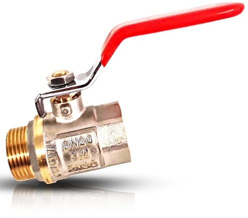 PipeSan Ball Valve 3/4 Inch DN20 PN16 - Chrome-Plated Brass - Internal/External Thread BSP (G 3/4) - Full Flow - Flat Metal Lever - Shut-Off Valve for Water & Heating | Ball Valve 3/4 Inch
