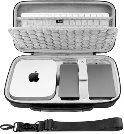 GEEKRIA Hartschalen-Reisekoffer für Desktop-Computer, kompatibel mit Apple 2026 Mac mini M5 / 2024 Mac mini M4 / Pro, passend für Magic Keyboard, Maus, Trackpad & Zubehör (Dunkelgrau)