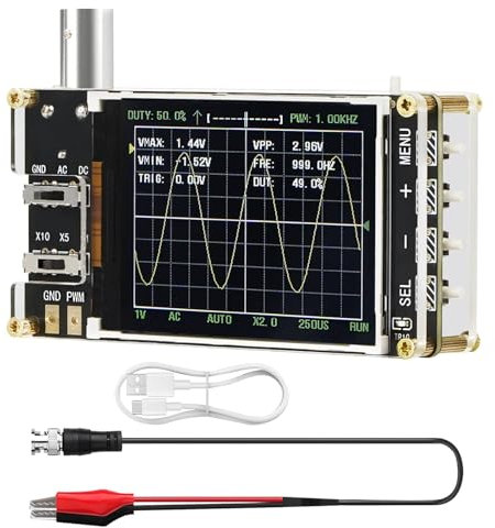 Treedix Handheld Digital Oscilloscope Kit with 2.4''LCD Screen 3 Trigger Modes 24MSa/s High Sampling Rate, 200KHz Bandwidth, X10/X5/X1 Sensitivity, GND/AC/DC Coupling Method