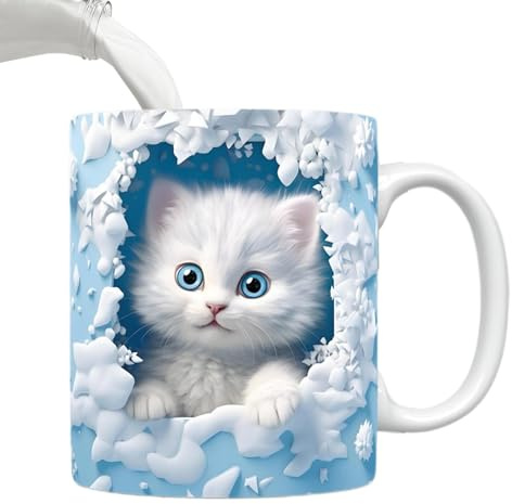 jopiuieo Tasse D'animal Mignon, Tasse À Café Mug Mignon Chat, Motif Chaton En Forme De Trou Mural, Tasse À Café En Céramique De Mur Pour Amies Ou À Offrir A La