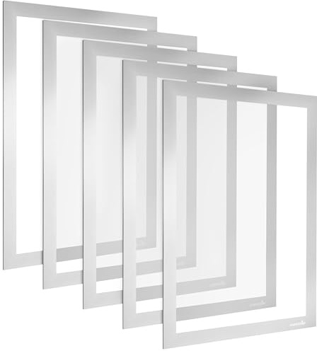 POPPSTAR Cornice magnetica A4 autoadesiva con chiusura magnetica, grigio, 5 pezzi