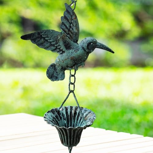 Catena antipioggia metallica da 2,6 m, per decorazione esterna, design elegante, struttura robusta, flusso d'acqua unico, installazione versatile per giardino, terrazza, grondaia (blue)