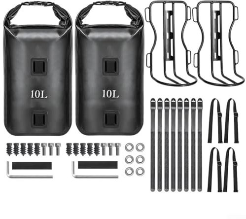 MeevrgR Robustes, wetterfestes Design, funktionale 10-Liter-Fahrradgabel-Aufbewahrungstasche mit robuster Metallstütze (2 x Gepäckträger + 2 x Tasche)