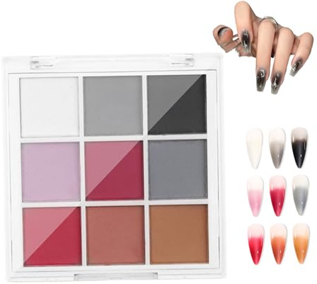 Pigmento de uñas en polvo, paleta de pigmento de uñas de 3x3 pulgadas 9 colores, neón ajustable para color de bricolaje para, estilo 2 ...