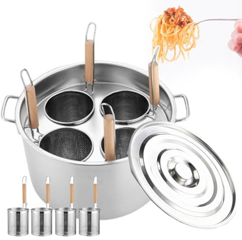 Ensemble d'inserts pour cuiseur à spaghetti 3/4 trous pour casseroles à pâtes commerciales en acier inoxydable, batterie de cuisine multifonction avec casserole de 35 cm/40 cm, machine de cuisson pour