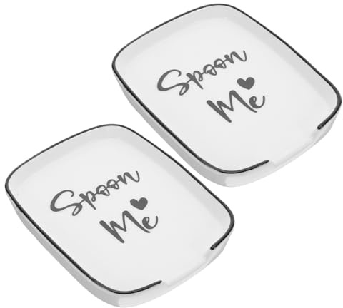 ULTECHNOVO 2piezas Reposacucharas De Cerámica Hecho Mano Para Cocina Portacucharas De Cerámica Para Encimera Plato Para Cucharillas Para Uso Diario