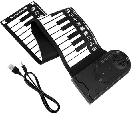 Parliky Piano Electrónico Portátil Teclado Flexible de Silicona de 49 Teclas Altavoz Incorporado y Ritmo Ajustable Cable USB Dc 6v para Música en Cualquier Lugar