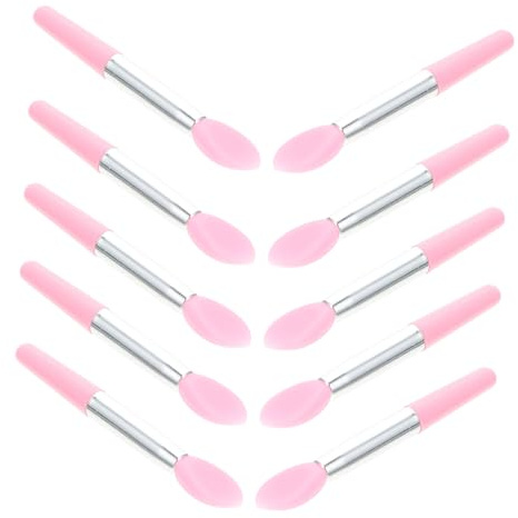 MOTHNUR 10 piezas Pinceles Labios Silicona Aplicador Barra Labios Brochas Sombra Ojos Maquillaje Mujer Kit Rosa Ergonomía Manejo Cómodo