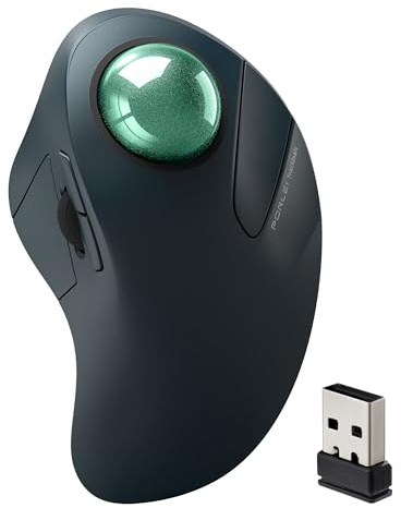 PORLEI Wireless Trackball Mouse for Large Hands, Ergonomic Index Finger Control, Rechargeable Bluetooth/USB Mouse with Precise Smooth Tracking, Multi-Device Connection for Windows & Mac, Green