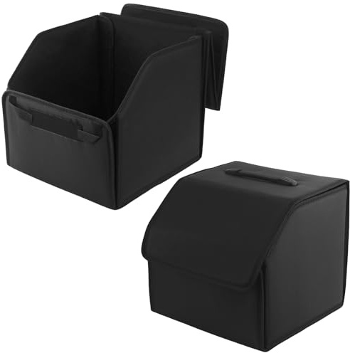 YIXNSW 2 Stück Faltbare Kofferraum Organizer, 30 x 30 x 30cm Schwarz Auto Aufbewahrungsbox mit Deckel, Kunstleder Kofferraumtasche für Kofferraum