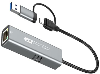 Dcfbkl Fast Speed USB Type C To RJ45 Adapter 5000Mbps Ethernet Networking Converters For Laptops And Desktops Aluminum Ethernet Adapter