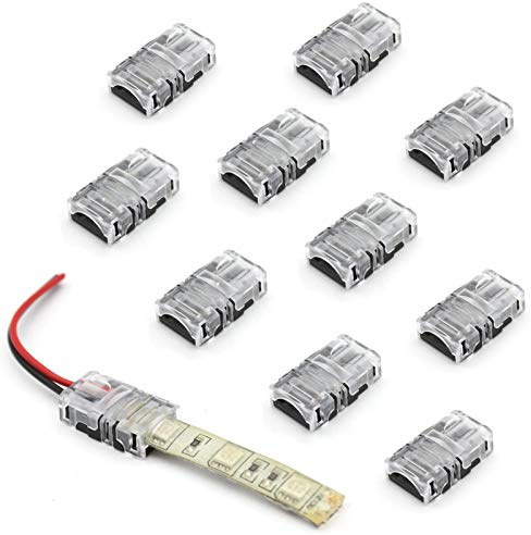 VIPMOON LED-Streifen-Verbindungsstück LED Streifen Verbinder 2Pin 10 Stück | Für 8mm wasserdichtes Einzelfarbe 3538 2835 LED-Streifen, schnelles Band ohne Abisolierdraht zu verdrahten