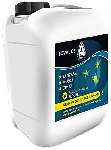 ADAMA FOVAL CE INSETTICIDA Mosche ZANZARE CIMICI dei Letti ZECCHE 5 LT