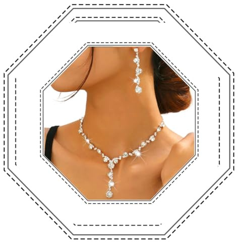 Jovono Fashion Halskette und Ohrringe Set mit Strass Anhänger für Geburtstag Freundschaft Schmuck Muttertag Geschenk