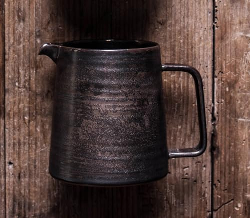 Globe Faith Vielseitigkeit Keramik-Krug mit cremefarbenem Krug aus Steingut, Keramik Kaffee-Tee Dekanter und Kaffeekanne, Retro-Metallic-Glasur, 460ml