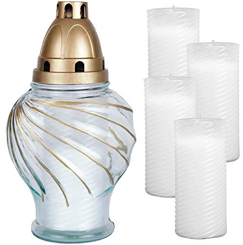 HS Candle Bougie funéraire en verre dans un design coquille - Durée de combustion : env. 50 h