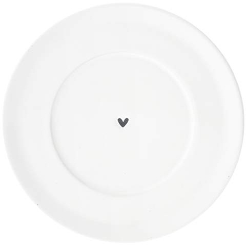 Bastion Collection Untertasse, Teller Heart weiß schwarz D. 15cm rund Keramik