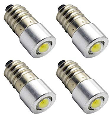 Ruiandsion 4pcs E10 Ampoule LED 6V Blanc 200LM COB 1W Ampoule LED pour lampe torche lampe de poche Lampe torche, Non-polarité