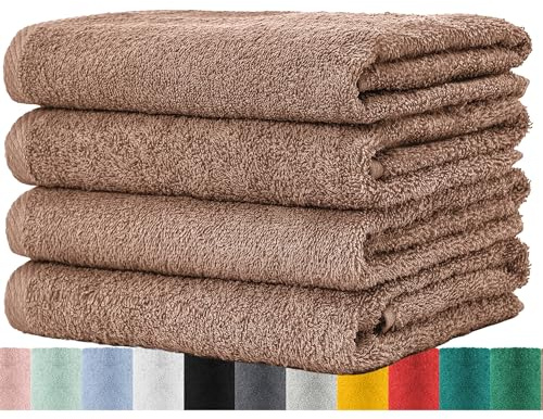BaSaTex Handtuch Set für Haushalt & Gäste 4er Pack Handtücher Waschtücher | Frottee-Handtücher mit Aufhängeschlaufe, Waschtücher für Bad Öko-Tex Standard 100, Sandstone, Baumwolle, Frottee, Öko-Tex