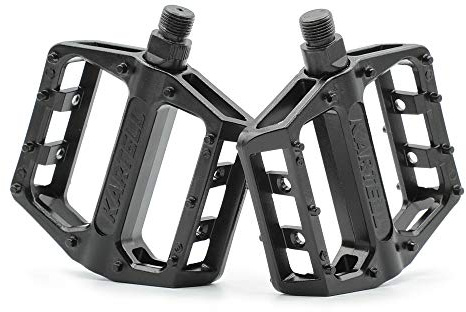 Kartell ® Plattform MTB Fahrradpedale mit Gleitlager-Technologie für Mountainbike, BMX, Dirt Jumping & E-Bike Paar, 9/16“ Gewinde, schwarz